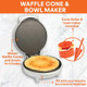 Masterchef Waffle Cone And Bowl Maker- Includes Shaper Roller & Bowl Press- Homemade Ice Cream Cone Treat Baking Cookie Iron Machine Portable Electric Kitchen Appliance For Diy Sundae Parties