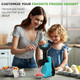 Nutrichef Electric Frozen Fruit Dessert Maker - Fruit Sorbet Machine - Make Ice Cream Dessert Gelato Smoothies Slushies & Frozen Yogurt - Includes Food Plunger & Recipe Book - Blue