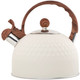 Tedswait Whistling Stainless Steel Tea Kettle With Wood Grain Anti Heat Handle Cylindrical Wood Grain Stainless Steel Cover 2.6 Quart/2.5 Liter Beige
