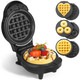 Uvfast Mini Waffles Maker With 8 Removable Plates 4 In 1 Small Waffle Maker Mini- Waffle Heart Waffle Pancake Donut 4.5" Non Stick Waffle Iron For Kids And Families Black