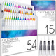 Chromatek 54 Watercolor Pens Set  Including 15 Page Pad & Online Video Tutorial Series  4 Aquapens & 50 Unique Colors  Brush Pens  Easily Blendable, Vivid, Smooth  Professional Art Supplies