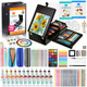 Colour Block 152 Wooden Easel Art Supplies Set, Professional Painting And Drawing Kit With Acrylic Paints, Watercolor Paints, Sketch Pad, And Pencils For Adults And Mixed Media Artists