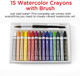 Faber-Castell Watercolor Crayons With Brush, 15 Colors - Watercolors For Kids