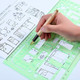 Ipxead11 Piece Geometric Drawing Template Measuring Ruler, Transparent Green Plastic Ruler With Portable Plastic Bag For, For Studying, Designing And Building