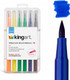 Kingart 'Watercolor-Effect' Brush Markers, 12 Colors - Brightly Colored Markers, Journaling, Lettering, Coloring Books, And More, Convenient Carrying Case