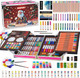 Kinspory Art Set, 139 Pack Painting Drawing Art Supplies Kit With 2 Sketch Pads, Double Layers Art Crafts, Colored Pencils, Oil Pastels, Watercolor Paints, Aluminum  Case For Artists Kids (Pink)
