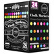 Loddie Doddie Chalk Markers - Pack Of 24, 6Mm Reversible Tips - Liquid Chalk Pens For Glass & Windows - Dry Erase Chalkboard Markers For Blackboard & Calendars - Non-Toxic Pens For Art & Decor