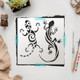 Rubstamper Lizards Stencil Reusable Sturdy Flexible Clear Plastic 1-5.5X5.5 In Arts And Crafts Material Scrapbooking For Airbrush Painting Drawing