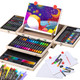 Vigorfun Art Supplies, Wooden Art Set Crafts Kit With Drawing Easel, Deluxe Kids Art Set, Oil Pastels, Colored Pencils, Watercolor Cakes, Creative  For Kids, Teens, Beginners Girls Boys