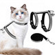 Expawlorer Cat Harness And Leash Set - Escape Proof Adjustable Cat Harness H-Shped Comfortable Soft Lightweight Kitten Harness For Outdoor Walking For Small Medium CatsBlack Rhinestones S