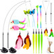Hongddy Cat Toys For Indoor Cats 14Pcs 4 In 1 Cat Interactive Toys Hanging Door Kitten Wand With Suction Cup Removable Feathers Balls Mice Butterfly Streamers