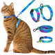 Kaazylab Cat Harness And Leash Set With Matching Collar Â€Œ Escape Proof Harness For Cats Adjustable & Lightweight Tropical Hawaiian Leaf Print Easy Wear For Outdoor Walking & Training