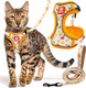 Petgrove Cat Harness And Leash Set For Walking Escape Proof Vest Harnesses For Cats Breathable Mesh With Reflective Strips - (Neon Nights) Small