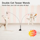 Potaroma Suction Cup Cat Wand Toys Dual-Wand Interactive Kitten Toy For Indoor Cats With 5 Pcs Feathers Balls Attachments Charcoal Base
