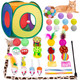 Retro Shaw 33Pcs Cat Toys For Indoor Cats Kitten Collapsible Play Tunnel With Interactive Feather Wand Bell Balls Springs & Plush Mice Tent For Boredom Relief Exercise & Kitty Hunting Instinct