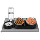 Yecercan Cat Food And Water Bowl Set Stainless Steel Raised Cat Bowls With Automatic Water Bottle & Waterproof Mat For Cats/Puppies 3 In 1 Pet Feeding Station For Wet/Dry Food Black