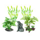 Yzhzom Fish Tank Decorations Set - Aquarium Buddha Statue Decorations Plastic Plants Set Betta Fish Tank Accessories