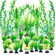Ameliade Aquarium Artificial Green Plastic Plants Decorations 26 Pcs Large Fish Tank Accessories Goldfish Betta Tank Decor