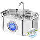 Apauk Cat Water Fountain Stainless Steel 108Oz/3.2L Apauk Automatic Pet Fountain Dog Water Dispenser With Water Level Window Quiet Cat Fountain For Drinking Inside With Replacement(1 Filter&1 Sponge)