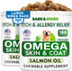 Bark&Spark Omega 3 For Dogs - 180 Fish Oil Treats For Dog Shedding Skin Allergy Chews Itch Relief Hot Spots Treatment - Joint Health - Skin And Coat Supplement - Epa & Dha Fatty Acids - Salmon Oil