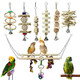 Bwogue 7 Pack Bird Parrot Toys - Natural Wood Chewing Climbing Hanging & Hammock Toys For Small Parakeets Cockatiels Conures Finches Budgie Parrots Love Birds