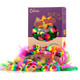 Chiwava 24Pcs 5" Rattle Cat Toys Mice With Feathers Rainbow Rope Mouse Kitten Interactive Toy Assorted Color