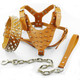 Dogs Kingdom Dog Kingdom Spiked Studded Leather Dog Pet Collar Harness Leash 3Pcs Set Walking Pitbull Boxer Brown M