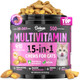 Dolean Taurine For Cats Vitamins Treats 15 In 1 Cat Multivitamin Support Skin Joint Digestion & Immune Supplement 500 Crunchy & Creamy Chews With Essential Vitamins For Cats Of All Ages (90-Day Supply)