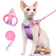 Dooradar Cat Harness And Leash Set Escape Proof Lightweight Kitten Harness Soft Breathable Reflective Vest For Outdoor Walking Traveling Adjustable For Large Cats Grey & Purple L