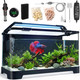 Ewonlife 3.5 Gallon Aquarium Starter Kits Betta Fish Tank With Heater Digital Thermometer Aquarium Light With Timer Filtration System And Water Changer Kit Self Cleaning Fish Tank For Nano Fish