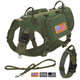 Forestpaw Tactical Dog Harness For Large DogsTactical Dog Collar With Bungee Leash SetNo Pull Military Dog Harness For Walking TrainingAdjustable For Medium Large DogsBlackChest 19.5-41.5"