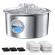 Ihouone Cat Water Fountain Stainless Steel: 88Oz/2.6L Pet Drinking Fountains With 6 Filters Water Bowl For Cats Inside With Flower Kitty Spout Dog Dispenser Animal Watering Supplies - Water Level Window