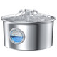 Ihouone Stainless Steel Cat Water Fountain: 88Oz/2.6L Ultra Quiet Pet Fountain With Flower Kitty Spout & Led Blue Light Water Dispenser With Water Level Window For Cats/Dogs Indoor (Silver) - Ihouone