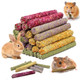 Jorewood 33 Pcs Rabbit Chew Sticks Rabbit Guinea Pig Toys Natural Timothy Grass Molar Teeth Stick Mixing Natural Flowers Chewing Toy Small Animals Treats