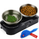 Katsupreme Cat Food Bowl Cat Bowls For Indoor Cats Set Of 2 Stainless Steel Bowl Tilted Bowls Elevated Anti Vomiting Non-Slip Base Ant Proof Food & Water.