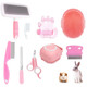 Keeplkvoc 9Pcs Small Animal Grooming Kit Cleaning Brush Removes Loose Hair Pet Bath BrushShampoo Brush Nail Clipper Flea Comb For Rabbit Puppy Kitten Guinea Pig (9Pcs-Pink)