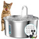 Koogmoon Cat Water Fountain Stainless Steel: 2.2 L Cat Fountain For Drinking - Automatic Pet Water Fountain For Cats Inside - Metal Cat Dog Water Dispenser Bowl With Faucet Water Level Window Ultra Quiet Pump