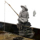 Liyaoli Mini Fisherman Statue For Aquarium Decor - Sandstone Japanese Fishing Figurine Fish Tank Ornament Zen Garden Sculpture & Home Decoration