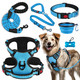 Lobeve No Pull Dog Harness Collar & Leash Set Includes Dog Seat Belt Collapsible Bowls & Poop Bag Dispenser. Ideal For Training Walking Hiking. Fits Small To Large Dogs(Pink-L)