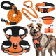 Lobeve No Pull Dog Harness Collar & Leash Set Includes Dog Seat Belt Collapsible Bowls & Poop Bag Dispenser. Ideal For Training Walking Hiking. Fits Small To Large Dogs(Blue-L)