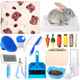 Loyim 19 Pcs Rabbit Starter Kit Small Bunny Litter Box Animal Grooming Kit Water Bottle Bunny Toys Hay Feeder Bowl Blankets With Cleaning Set For Guinea Pig Rabbit Accessories (White)