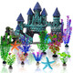 Mechpia 13 Pieces Aquarium Decorations Kit Fish Tank Decorations Set Small Resin Castle And Rockery Betta Fish Cave Hideout Coral Artificial Plastic Plants Ornament Accessories