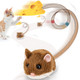 Migipaws Interactive Migimouse Cat Toy 360 Rolling & Spin With Wiggling Tail For Indoor Cats Smart Motion Sensor Realistic Squeak Rechargeable Plush Kitten Toy(Brown Long)