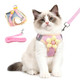 Moasiop Cat Harness And Leash Set Escape Proof Adjustable Leash & Breathable Mesh Vest With Reflective Strips & Flower (S)
