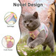 Moasiop Cat Harness And Leash Set Escape Proof Adjustable Leash & Breathable Mesh Vest With Reflective Strips & Flower (S)
