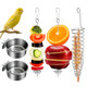 Mqacpupy 5Pcs Bird Cage Food Bowl Set Stainless Steel Millet Holder With Parakeet Feeder Pet Feeding Supplies