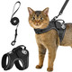 Onetigris Cat Harness And Leash - Escape Proof Soft Adjustable Kitten Harness Breathable Comfortable Durable Water-Resistant Tactical Vest With Reflective Strips And Pocket For Cat Tracker
