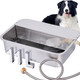 Oujimai 3Gal Automatic Outdoor Dog Water Dispenser For Large Breed Dogs Auto Self Filling Water Bowl Stainless Steel Dog Pet Waterer For Big Cat Chicken Goat Sheep Livestock (15.7" X 11.8")