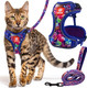 Petgrove Cat Harness And Leash Set For Walking Escape Proof Vest Harnesses For Cats Breathable Mesh With Reflective Strips - (Neon Nights) Small