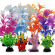 Pietypet Fish Tank Decorations Plants With Resin Coral 8 Pcs Aquarium Decor